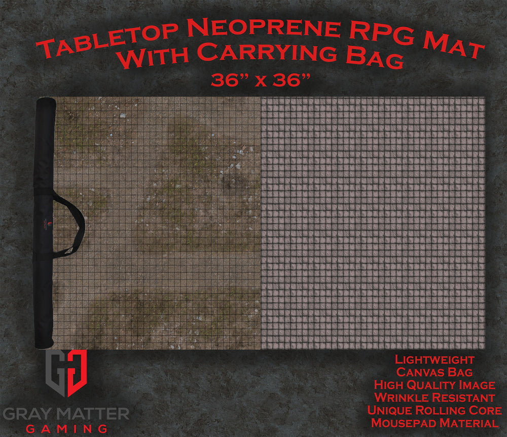 RPG Grid Mat - Abandoned Town & Dungeon Floor - Double Sided Neoprene Mat with Bag (ONLINE ORDER ONLY)