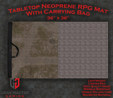 RPG Grid Mat - Abandoned Town & Dungeon Floor - Double Sided Neoprene Mat with Bag (ONLINE ORDER ONLY)