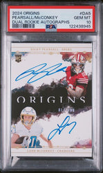 Graded 2024 Panini Origins Ricky Pearsall Ladd McConkey #DA5 14/100 Dual Rookie Autographs Rookie RC Football Card PSA 10 Gem Mint (ONLINE ORDER ONLY)