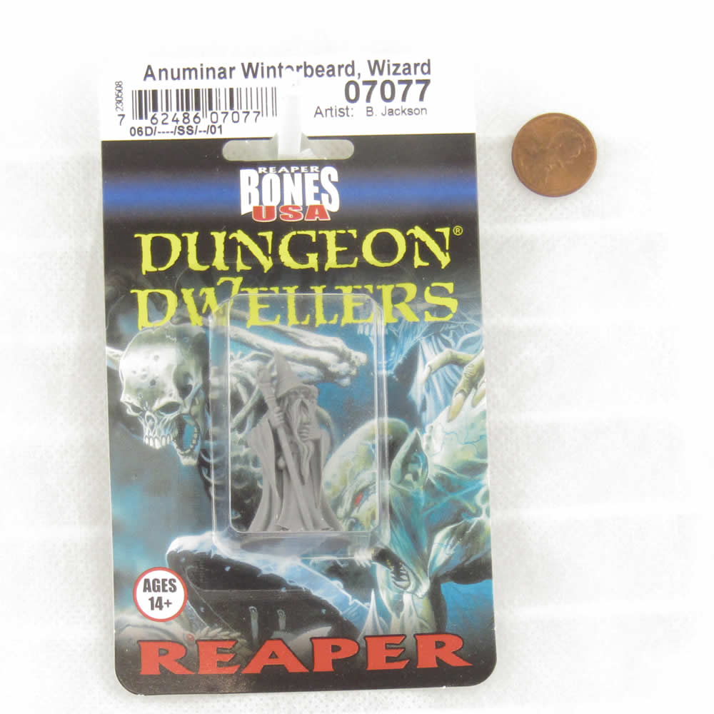 RPR07077 Anuminar Winterbeard Wizard Miniature 25mm Heroic Scale Figure 3D Printed Dungeon Dwellers (ONLINE ORDER ONLY)