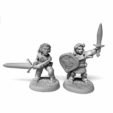 RPR07102 Halfling Fighter and Barbarian Miniature 25mm Heroic Scale Figure Dungeon Dwellers (ONLINE ORDER ONLY)