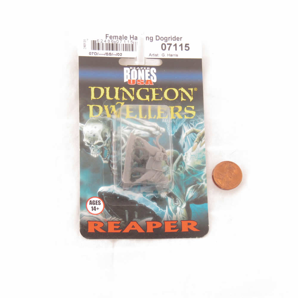RPR07115 Female Halfling Dog Rider Miniature 25mm Heroic Scale Figure Dungeon Dwellers (ONLINE ORDER ONLY)