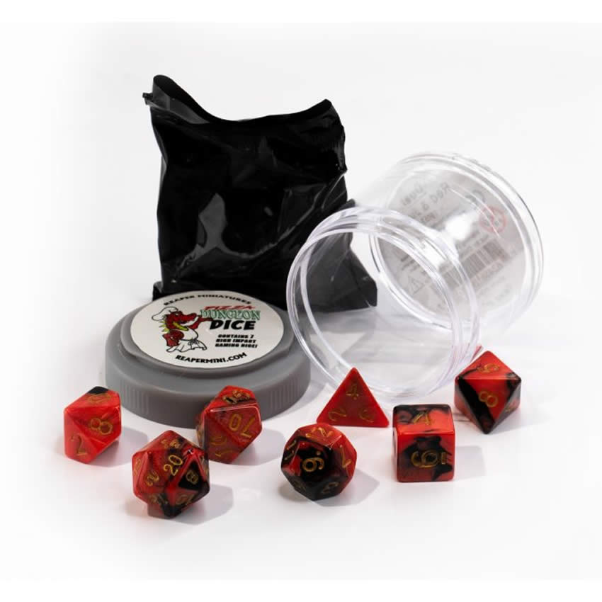 RPR19053 Red and Black Dual Color Dice Set 16mm Dungeon Dice Random Miniature Included (ONLINE ORDER ONLY)