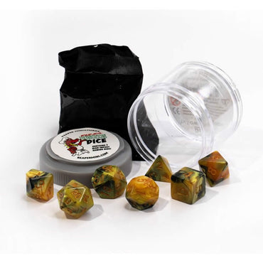 RPR19057 Yellow and Black Dual Color Dice Set 16mm Dungeon Dice Random Miniature Included (ONLINE ORDER ONLY)