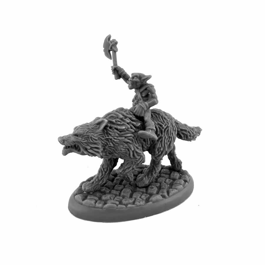 RPR20306 Goblin Wolfrider with Axe Miniature 25mm Heroic Scale Figure Bones Black (ONLINE ORDER ONLY)