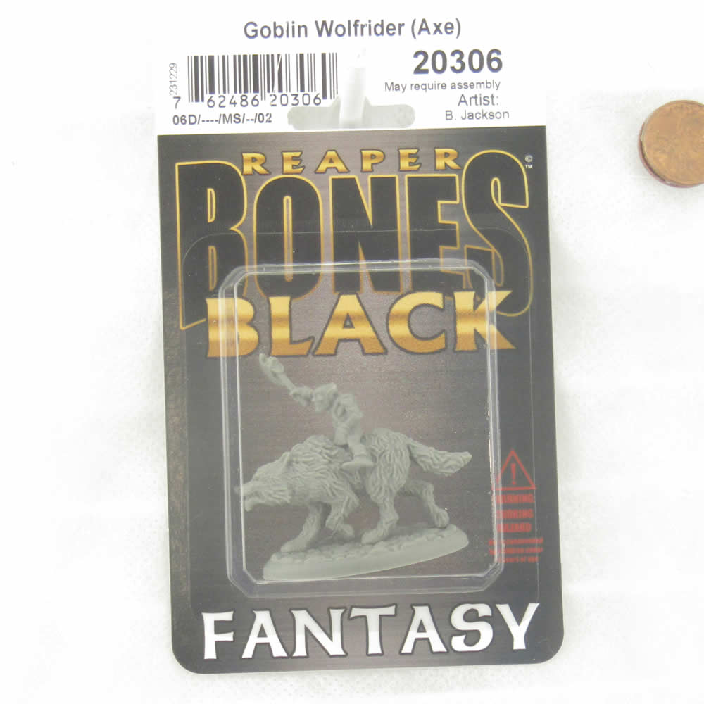 RPR20306 Goblin Wolfrider with Axe Miniature 25mm Heroic Scale Figure Bones Black (ONLINE ORDER ONLY)