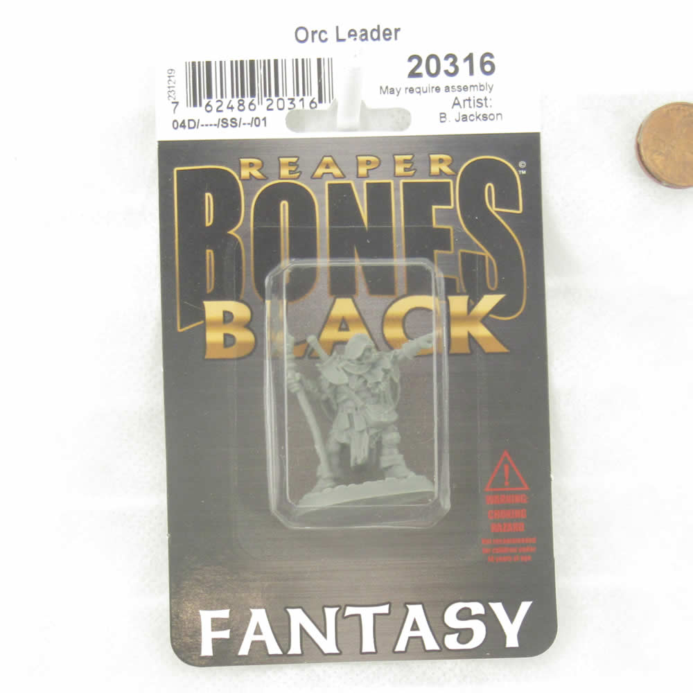 RPR20316 Orc Leader (Pointing) Miniature 25mm Heroic Scale Figure Bones Black (ONLINE ORDER ONLY)