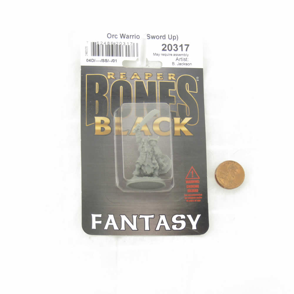 RPR20317 Orc Warrior with Sword Miniature 25mm Heroic Scale Figure Bones Black (ONLINE ORDER ONLY)