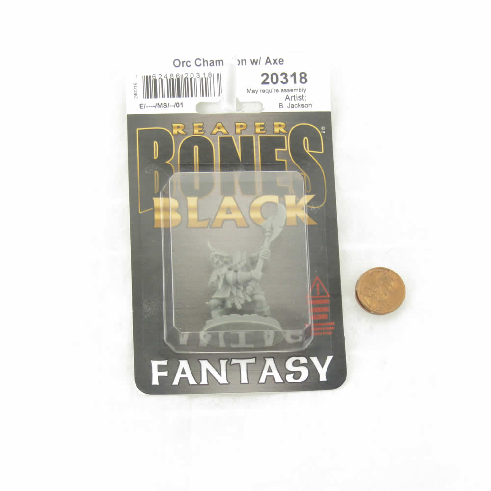 RPR20318 Orc Champion with Axe Miniature 25mm Heroic Scale Figure Bones Black (ONLINE ORDER ONLY)