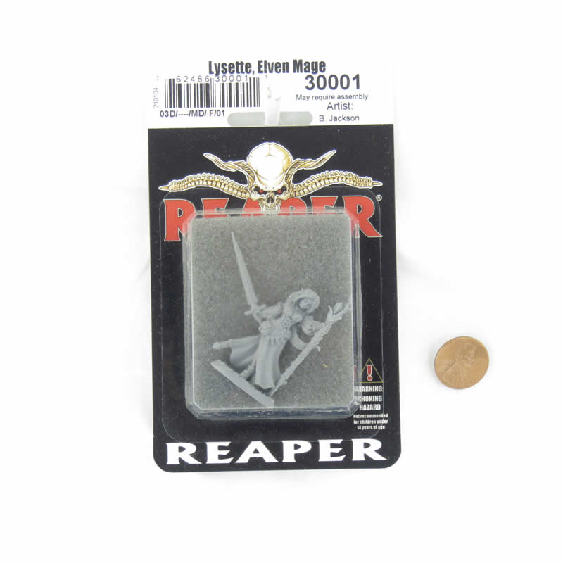 RPR30001 Lysette Elven Mage Miniature Figure 25mm Heroic Scale Reaper Bones USA (ONLINE ORDER ONLY)