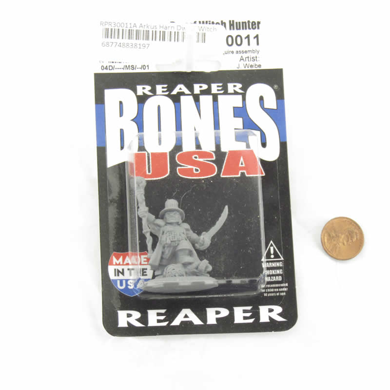 RPR30011 Arkus Harn Dwarf Witch Hunter Miniature Figure 25mm Heroic Scale Reaper Bones USA (ONLINE ORDER ONLY)