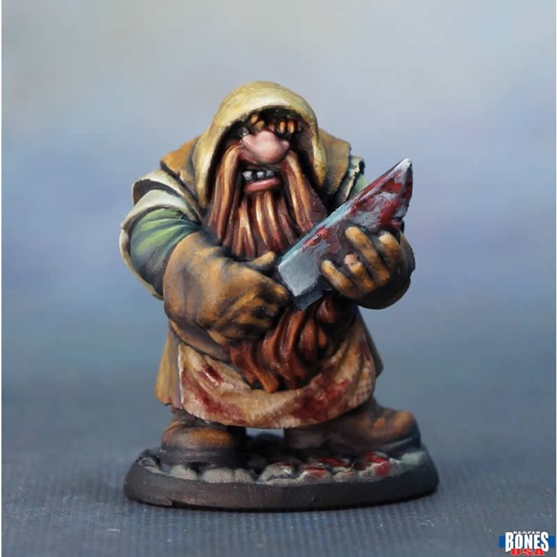 RPR30045 Nub Dwarf Sausage Maker Miniature Figure 25mm Heroic Scale Reaper Bones USA (ONLINE ORDER ONLY)