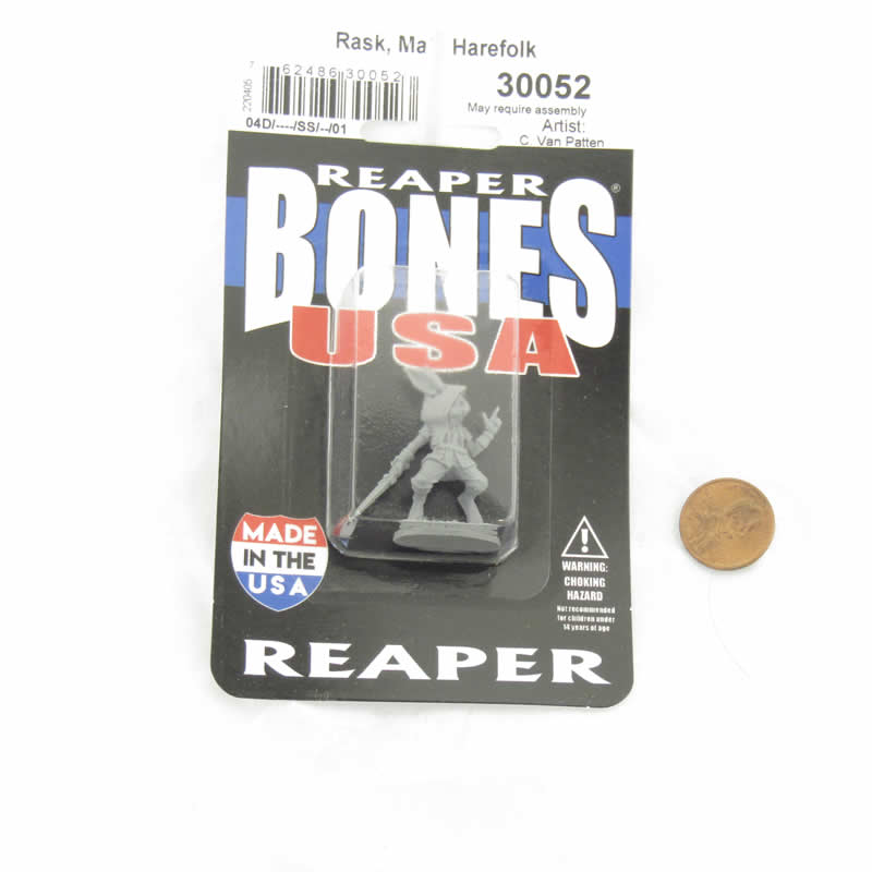 RPR30052 Rask Male Harefolk Miniature Figure 25mm Heroic Scale Reaper Bones USA (ONLINE ORDER ONLY)