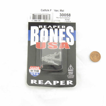RPR30058 Catfolk Fighter Mal Miniature Figure 25mm Heroic Scale Reaper Bones USA (ONLINE ORDER ONLY)