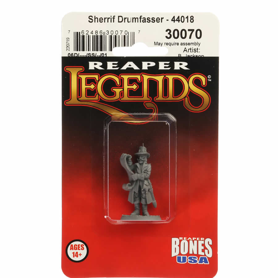 RPR30070 Sheriff Drumfasser Miniature Figure 25mm Heroic Scale Reaper Bones USA (ONLINE ORDER ONLY)