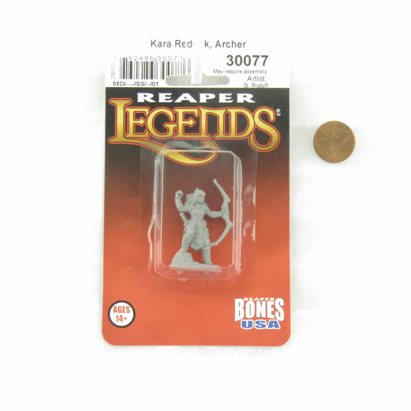 RPR30077 Kara Redoak Female Archer Miniature Figure 25mm Heroic Scale Reaper Bones USA (ONLINE ORDER ONLY)