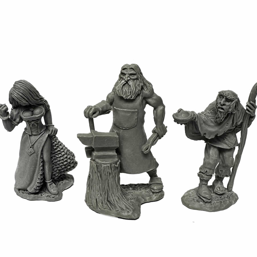 RPR30087 Townsfolk - Strmpet - Blacksmith - Begger Miniatures Figure 25mm Heroic Scale Reaper Bones USA (ONLINE ORDER ONLY)
