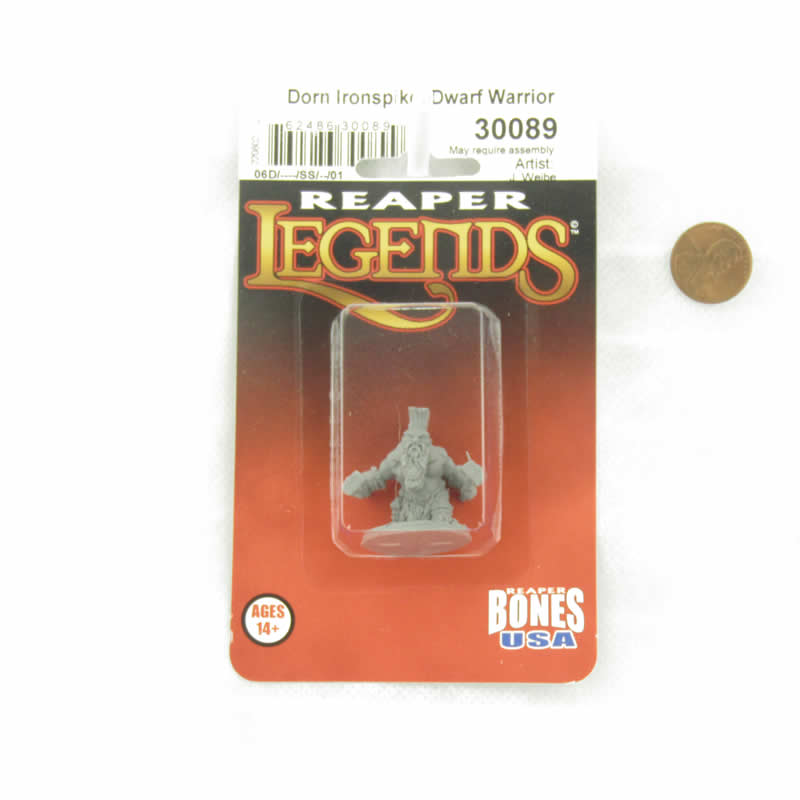 RPR30089 Dorn Ironspike Dwarf Warrior Miniature Figure 25mm Heroic Scale Reaper Bones USA (ONLINE ORDER ONLY)