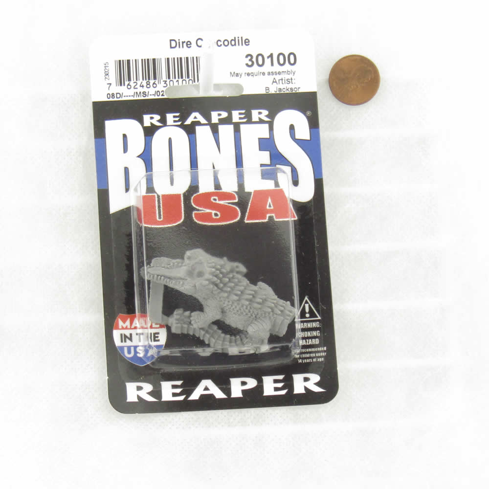 RPR30100 Dire Crocodile Miniature Figure 25mm Heroic Scale Reaper Bones USA (ONLINE ORDER ONLY)
