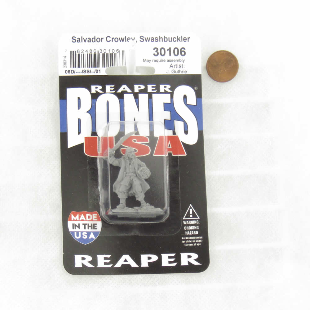 RPR30106 Salvador Crowley Swashbuckler Miniature Figure 25mm Heroic Scale Reaper Bones USA (ONLINE ORDER ONLY)