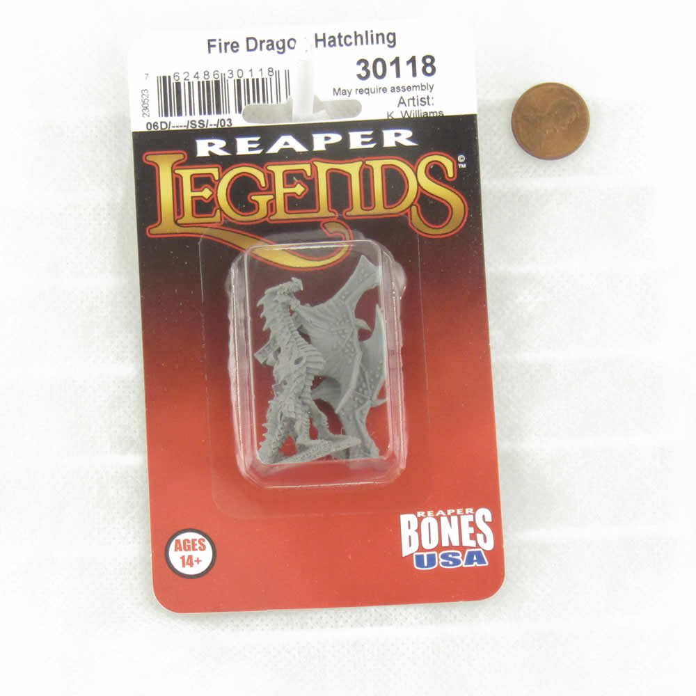 RPR30118 Fire Dragon Hatchling Miniature Figure 25mm Heroic Scale Reaper Bones USA (ONLINE ORDER ONLY)