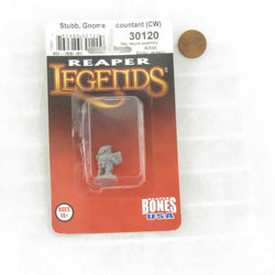 RPR30120 Stub Gnome Accountant Miniature Figure 25mm Heroic Scale Reaper Bones USA (ONLINE ORDER ONLY)