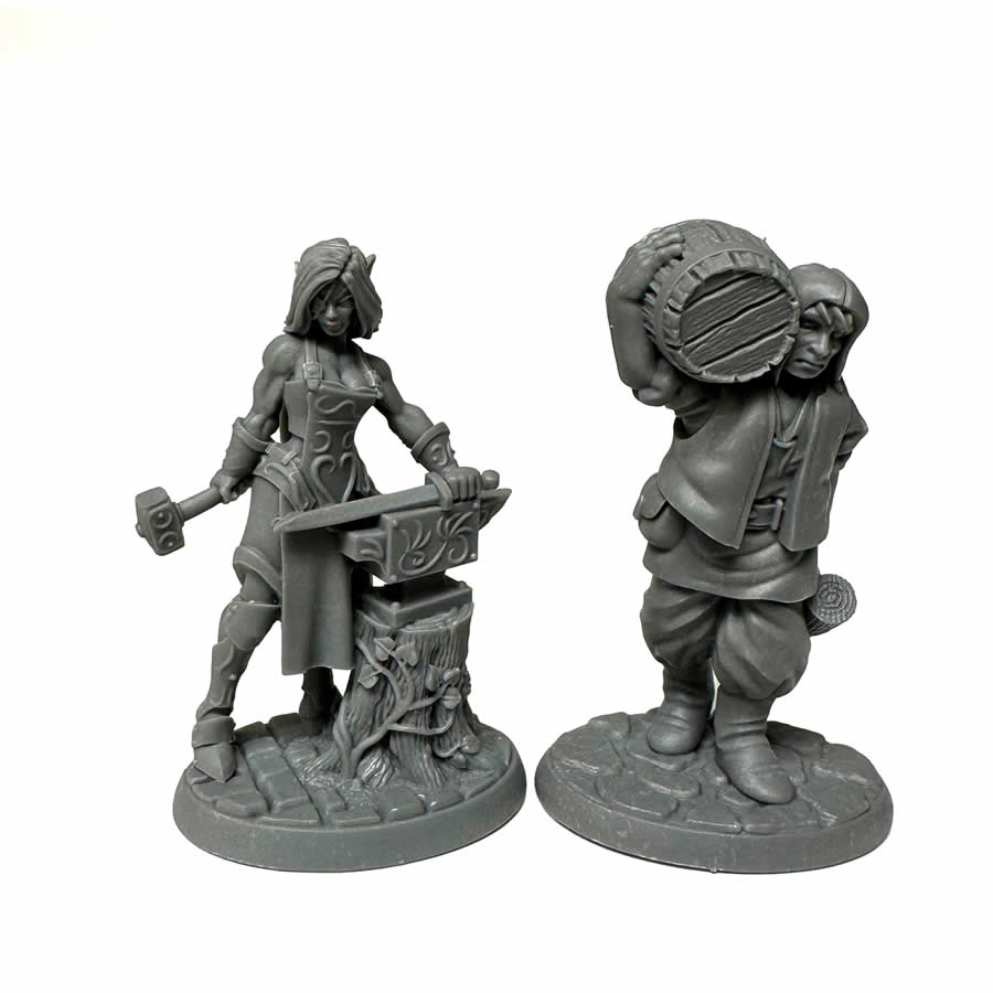 RPR30124 Townsfolk Cooper and Blacksmith Miniature Figure 25mm Heroic Scale Reaper Bones USA (ONLINE ORDER ONLY)
