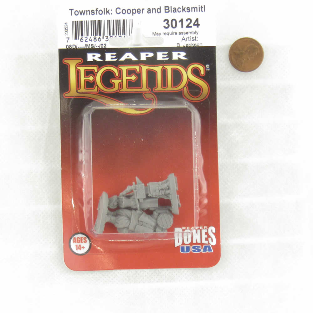 RPR30124 Townsfolk Cooper and Blacksmith Miniature Figure 25mm Heroic Scale Reaper Bones USA (ONLINE ORDER ONLY)
