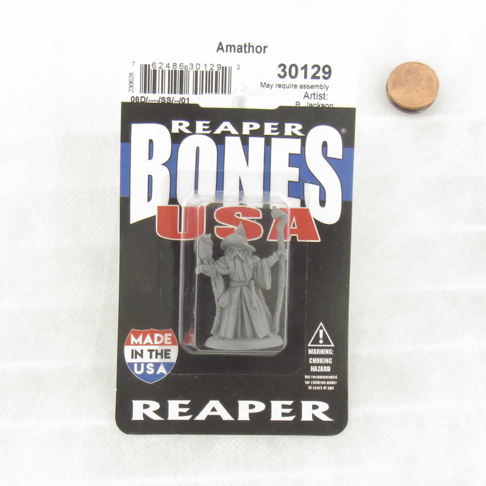 RPR30129 Amathor the Arch-Mage Miniature Figure 25mm Heroic Scale Reaper Bones USA (ONLINE ORDER ONLY)