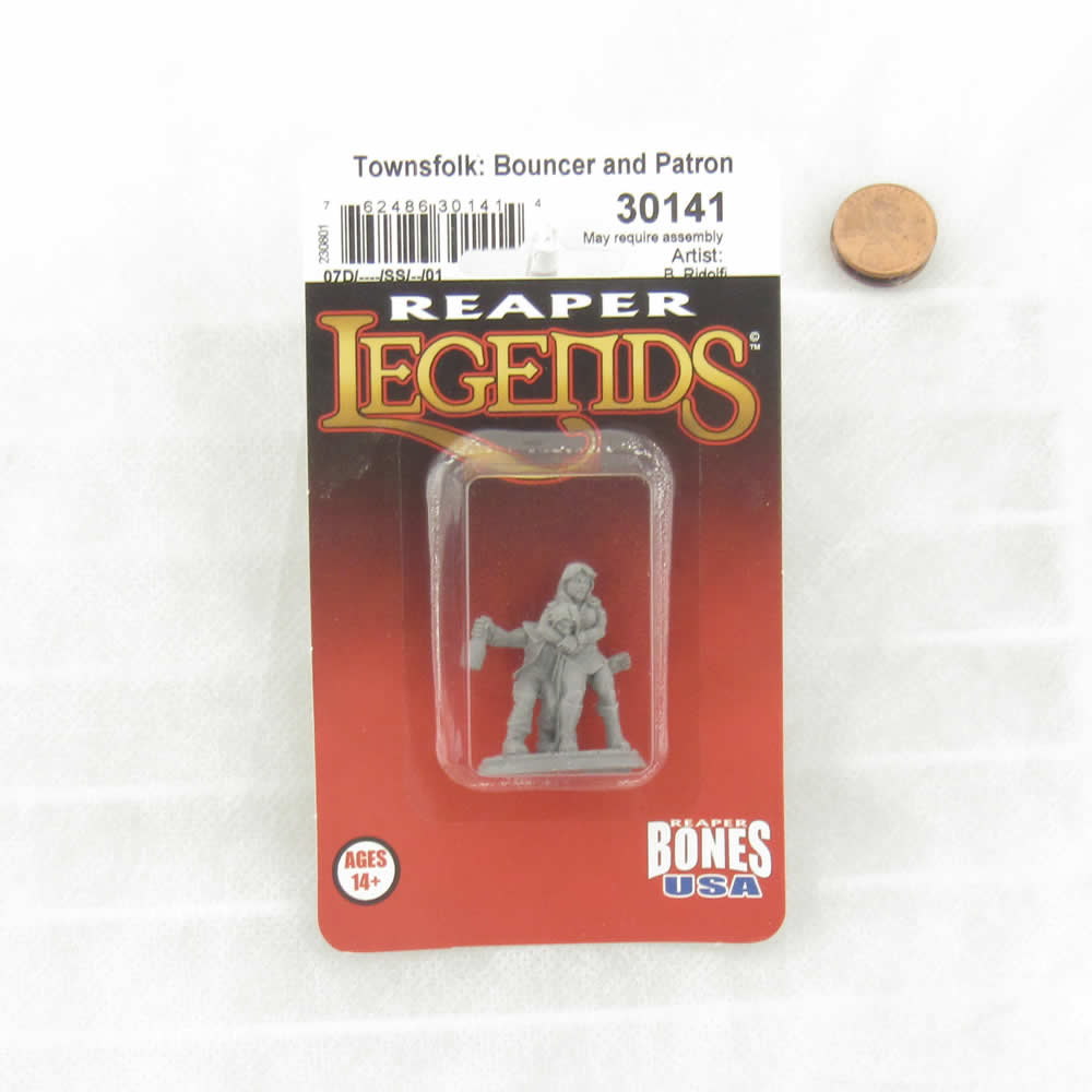 RPR30141 Townsfolk Bouncer and Rowdy Patron Miniature Figure 25mm Heroic Scale Reaper Bones USA (ONLINE ORDER ONLY)