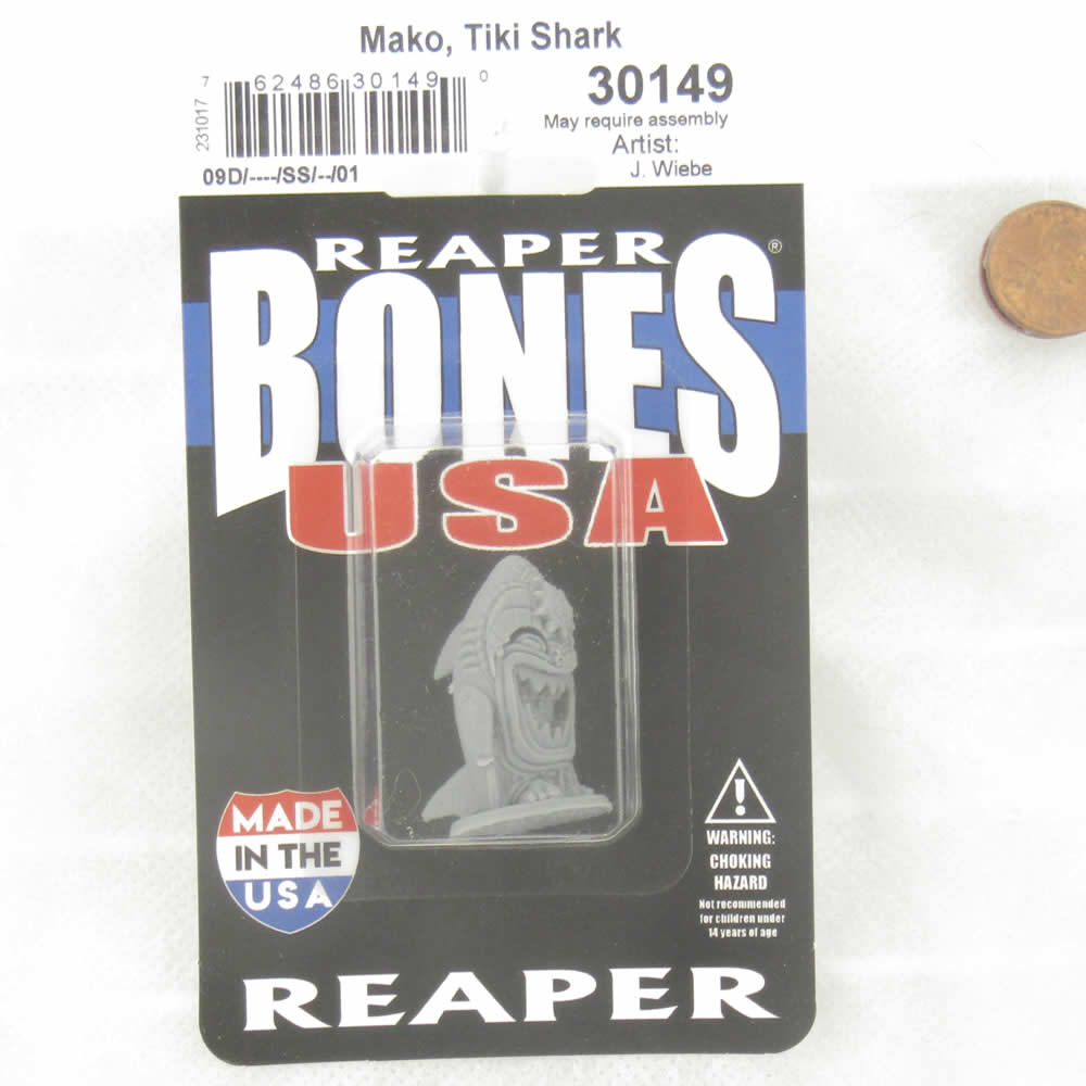 RPR30149 Mako Tiki Shark Miniature Figure 25mm Heroic Scale Reaper Bones USA (ONLINE ORDER ONLY)