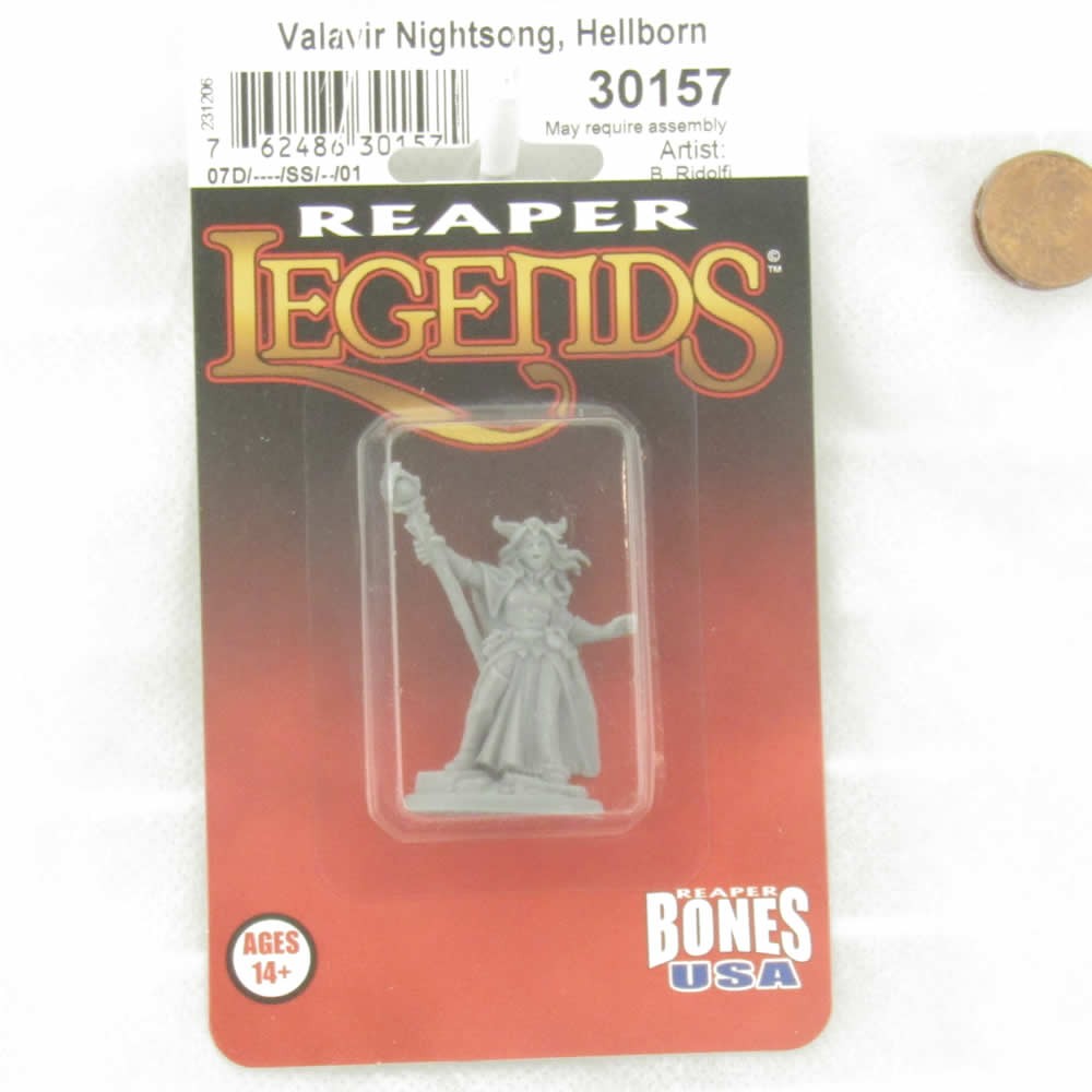 RPR30157 Valavir Nightsong Hellborn Wizard Miniature Figure 25mm Heroic Scale Reaper Bones USA (ONLINE ORDER ONLY)