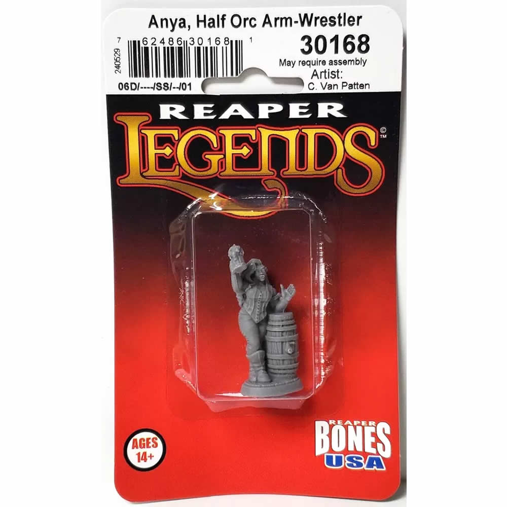 RPR30168 Anya Half Orc Arm-Wrestler Miniature Figure 25mm Heroic Scale Reaper Bones USA (ONLINE ORDER ONLY)