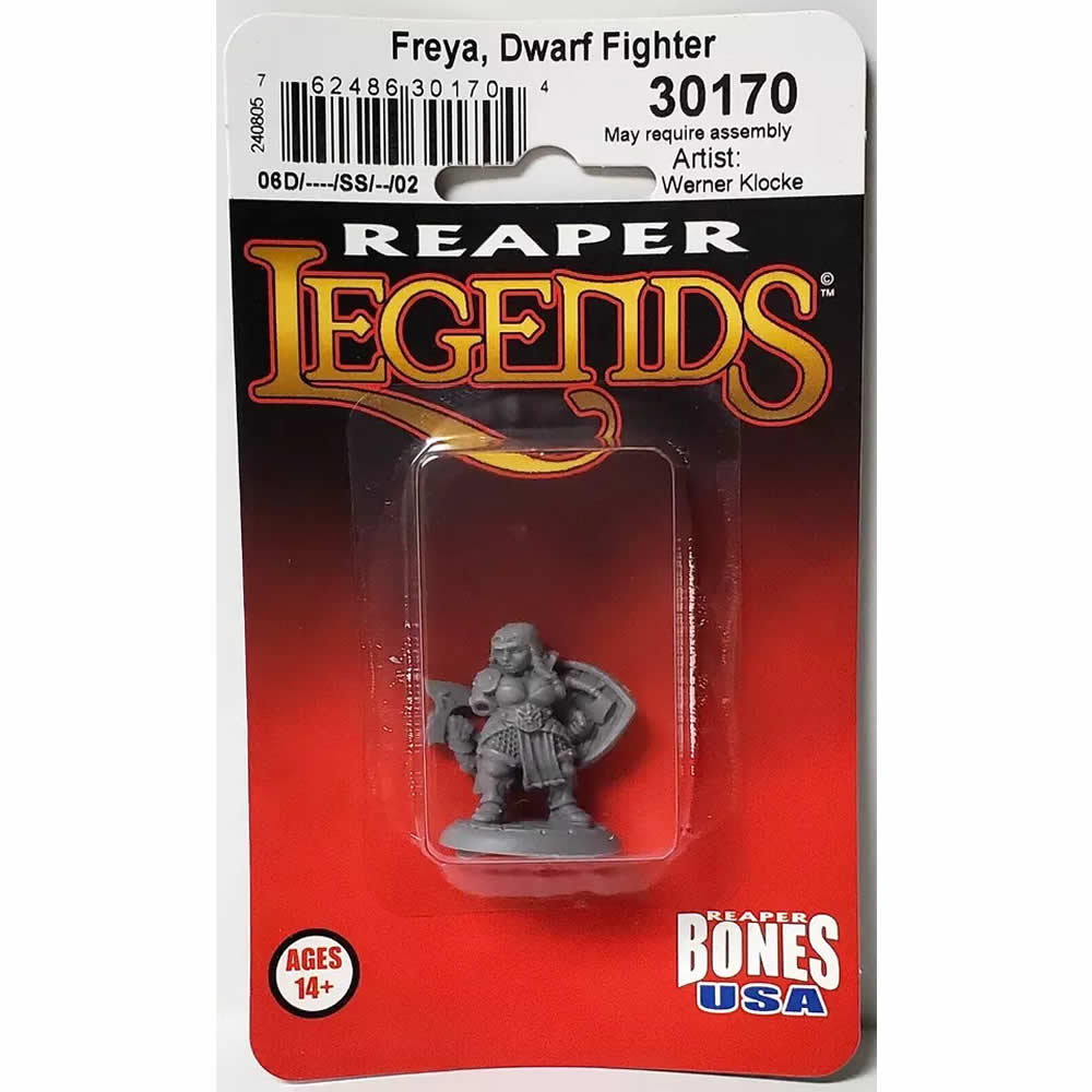 RPR30170 Freya Fangbreaker Dwarf Shieldmaiden Miniature Figure 25mm Heroic Scale Reaper Bones USA (ONLINE ORDER ONLY)
