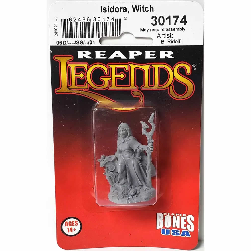 RPR30174 Isidora Witch Miniature Figure 25mm Heroic Scale Reaper Bones USA (ONLINE ORDER ONLY)