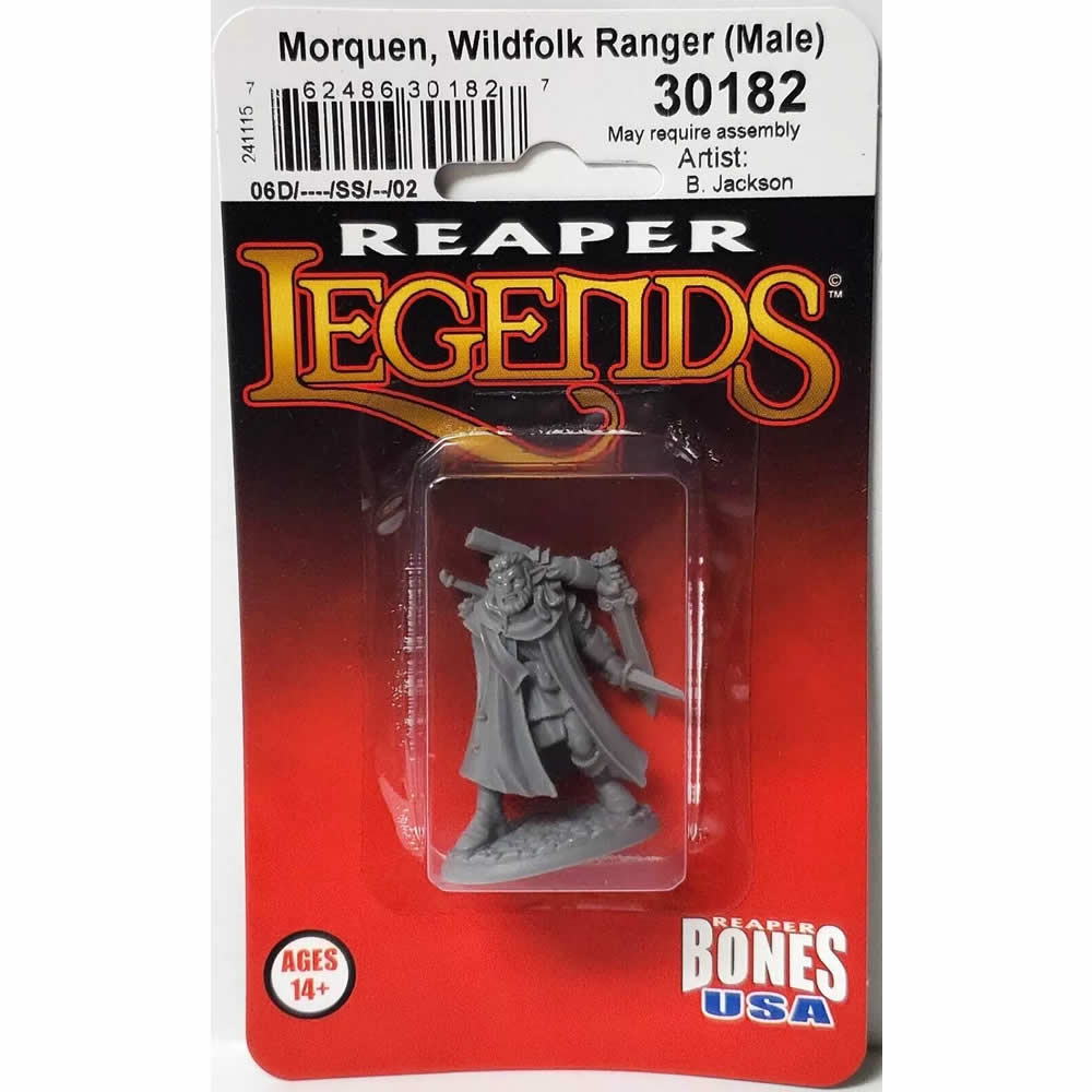 RPR30182 Morquen Wildfolk Ranger Male Miniature Figure 25mm Heroic Scale Reaper Bones USA (ONLINE ORDER ONLY)