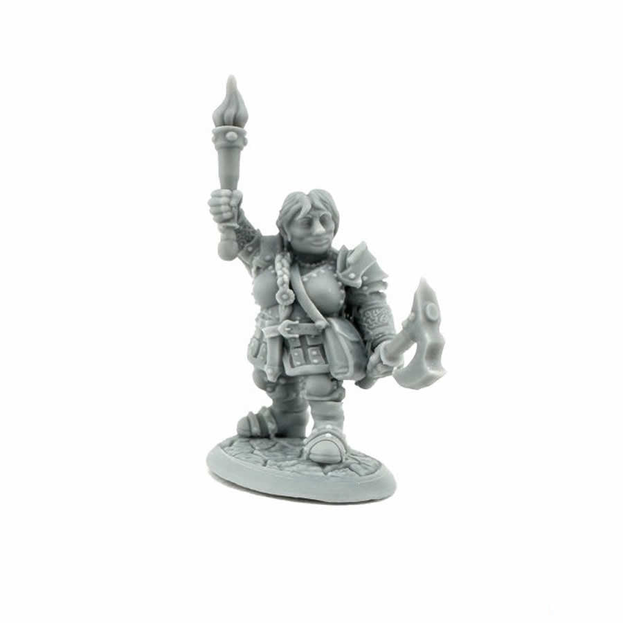 RPR30186 Hargret Ironthumb Dwarf Heroine Miniature Figure 25mm Heroic Scale Reaper Bones USA (ONLINE ORDER ONLY)