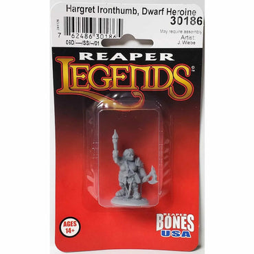 RPR30186 Hargret Ironthumb Dwarf Heroine Miniature Figure 25mm Heroic Scale Reaper Bones USA (ONLINE ORDER ONLY)