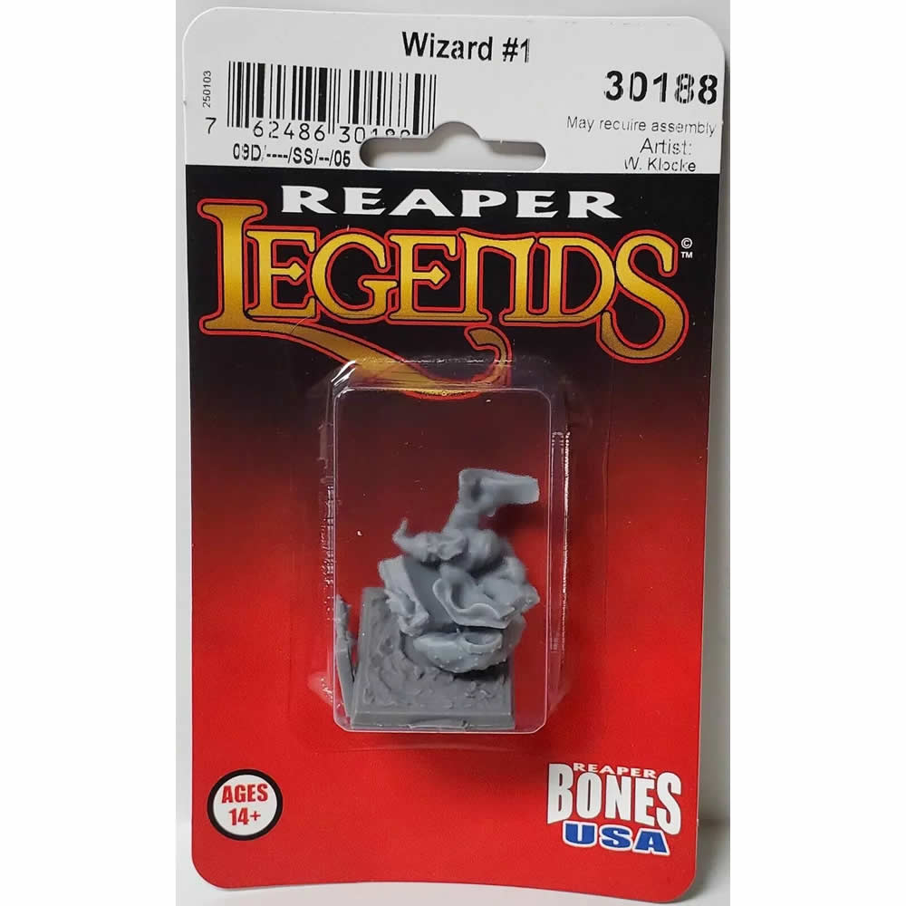 RPR30188 Wizard No1 Miniature Figure 25mm Heroic Scale Reaper Bones USA (ONLINE ORDER ONLY)