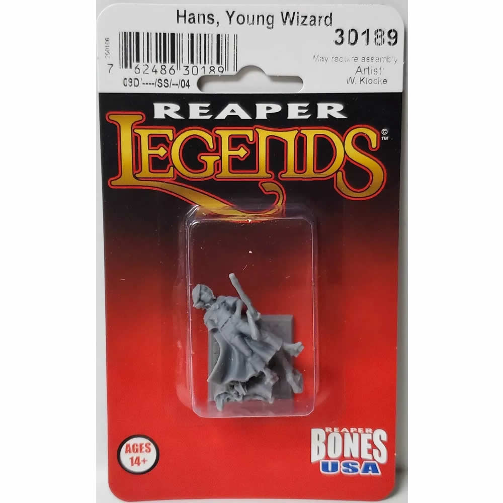 RPR30189 Young Wizard Miniature Figure 25mm Heroic Scale Reaper Bones USA (ONLINE ORDER ONLY)