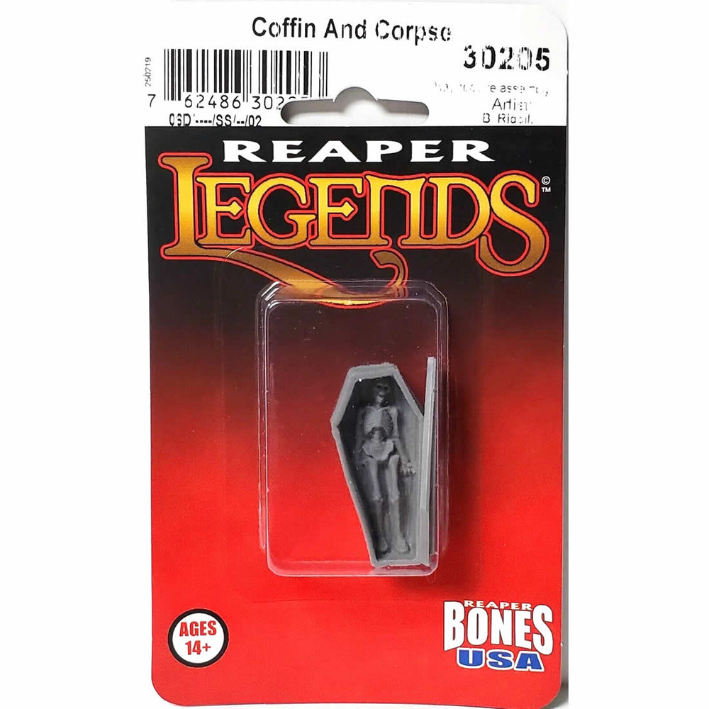 RPR30205 Coffin and Corpse Miniature Figure 25mm Heroic Scale Reaper Bones USA (ONLINE ORDER ONLY)