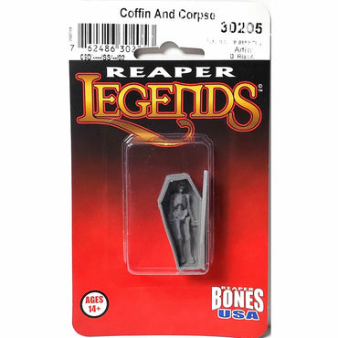 RPR30205 Coffin and Corpse Miniature Figure 25mm Heroic Scale Reaper Bones USA (ONLINE ORDER ONLY)