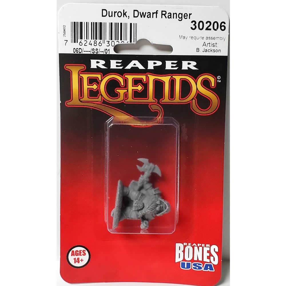 RPR30206 Durok Dwarf Ranger Miniature Figure 25mm Heroic Scale Reaper Bones USA (ONLINE ORDER ONLY)