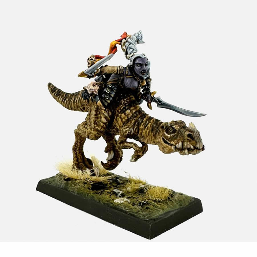 RPR30220 Female Dark Elf on Lizard Miniature Figure 25mm Heroic Scale Reaper Bones USA (ONLINE ORDER ONLY)