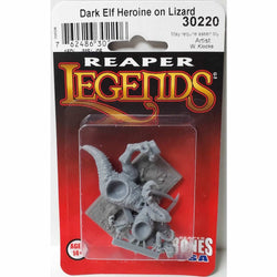 RPR30220 Female Dark Elf on Lizard Miniature Figure 25mm Heroic Scale Reaper Bones USA (ONLINE ORDER ONLY)
