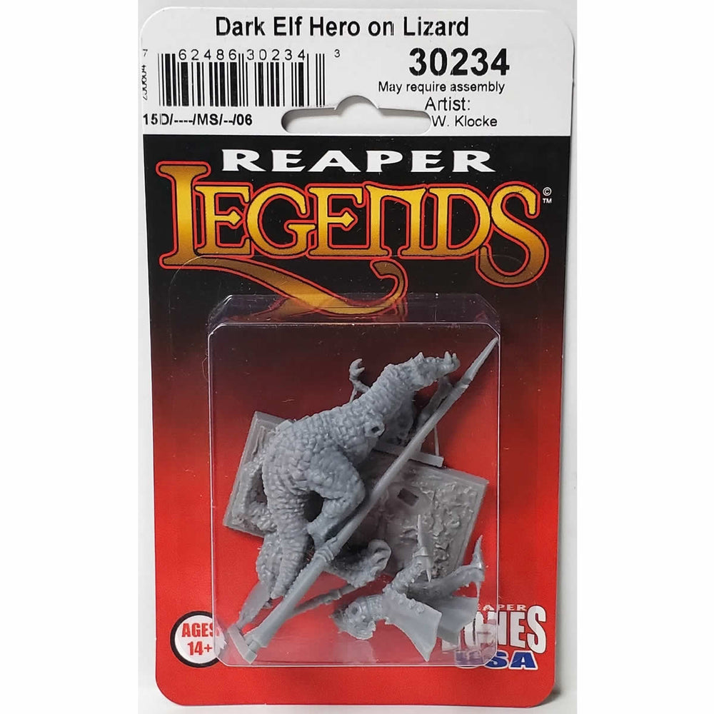 RPR30234 Dark Elf Hero on Lizard Miniature Figure 25mm Heroic Scale Reaper Bones USA (ONLINE ORDER ONLY)