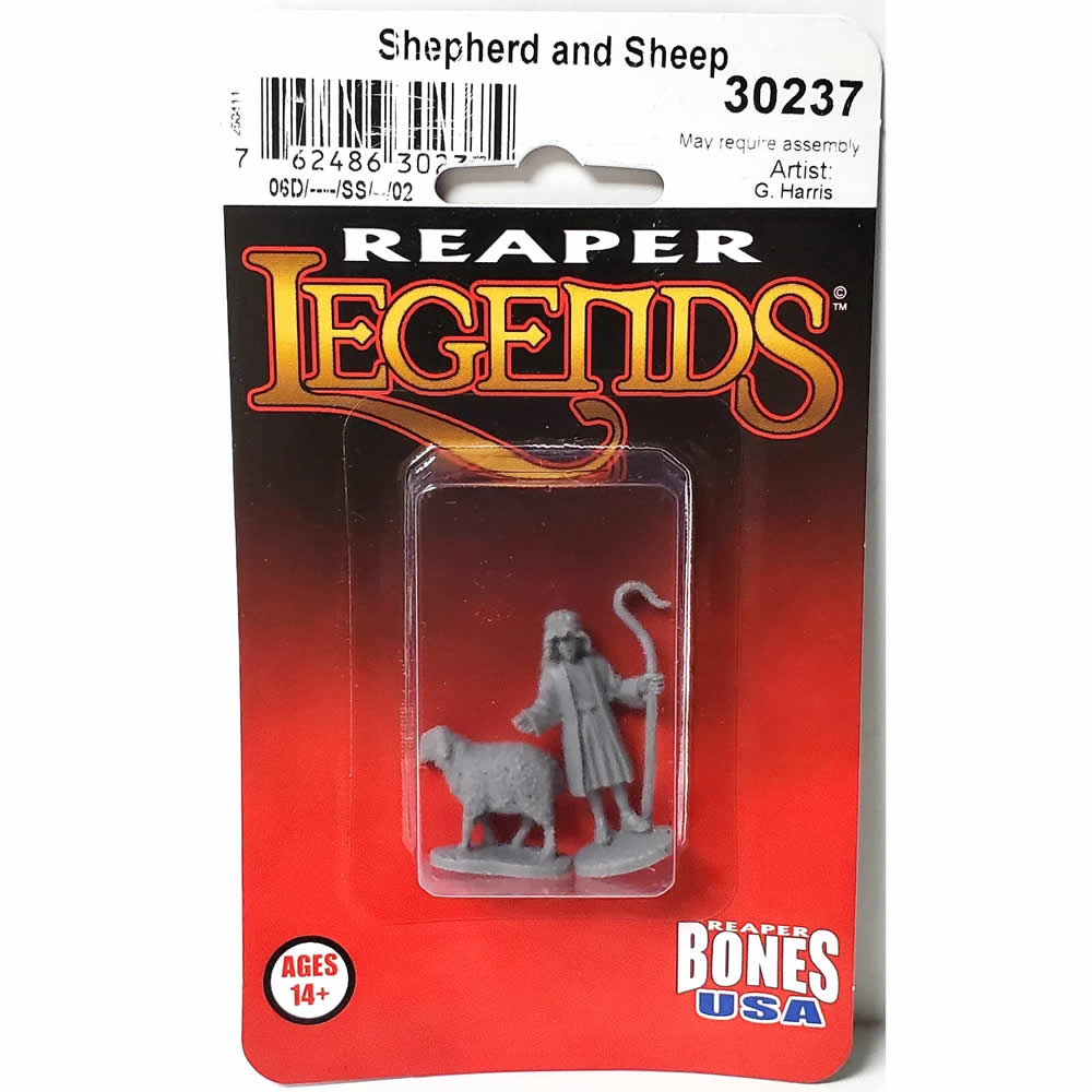 RPR30237 Shepherd and Sheep Miniature Figure 25mm Heroic Scale Reaper Bones USA (ONLINE ORDER ONLY)