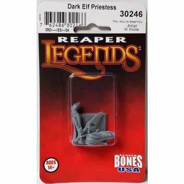 RPR30246 Dark Elf Priestess Miniature Figure 25mm Heroic Scale Reaper Bones USA (ONLINE ORDER ONLY)