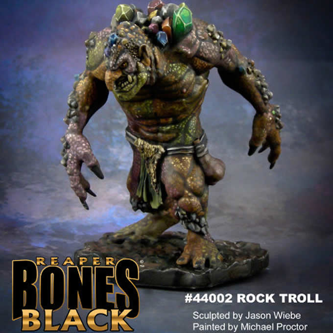 RPR44002 Rock Troll Miniature 25mm Heroic Scale Reaper Bones Black (ONLINE ORDER ONLY)