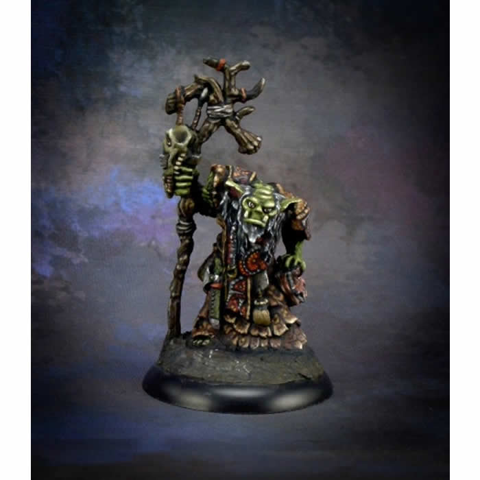 RPR44004 Surkar Orc Shaman Miniature 25mm Heroic Scale Reaper Bones Black (ONLINE ORDER ONLY)